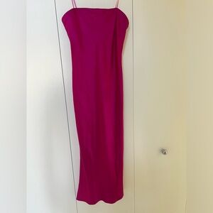Amanda Uprichard Shiran Strapless Magenta Midi Dress
